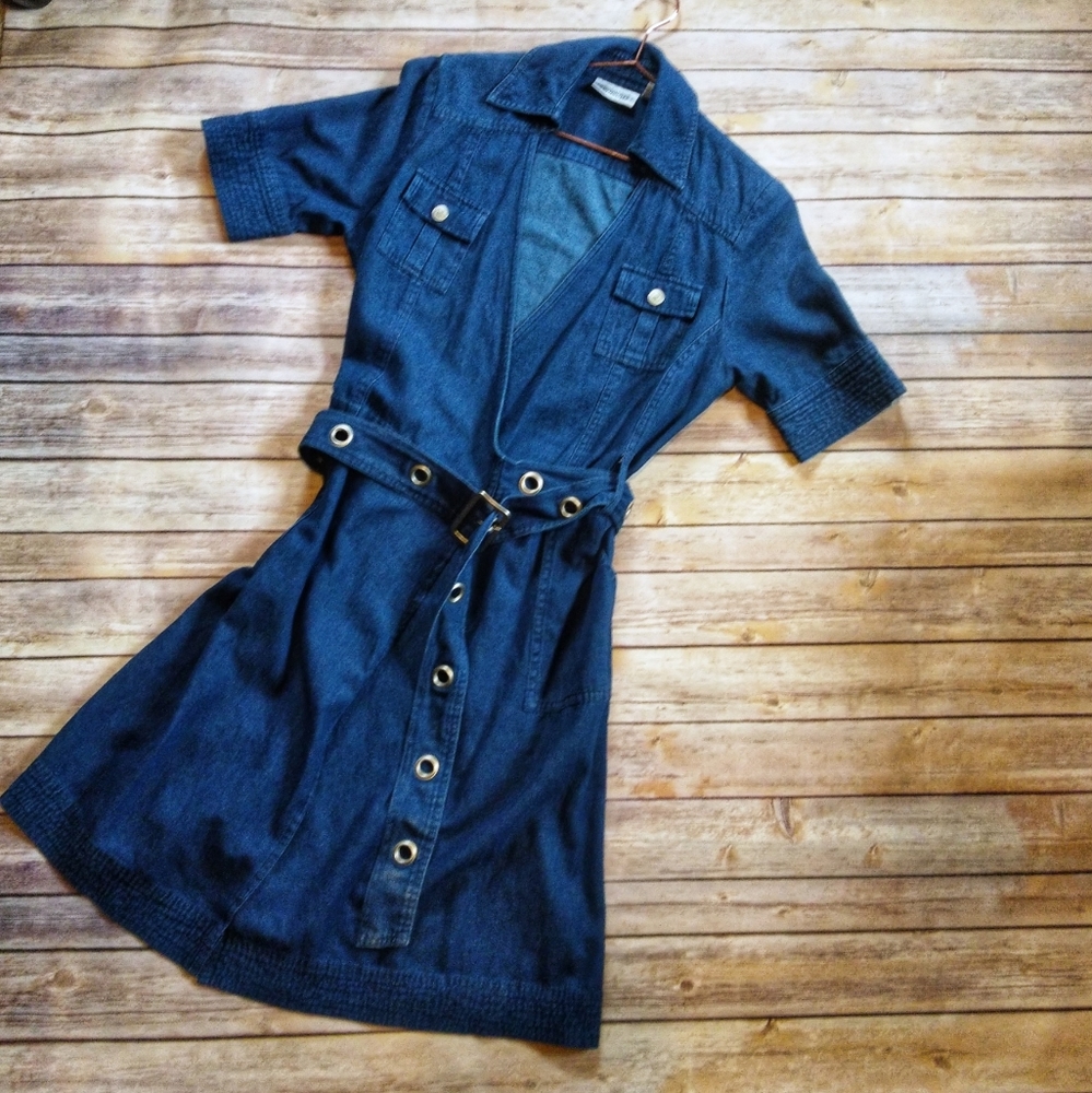 Vintage 80s-90s Newport News denim wrap dress